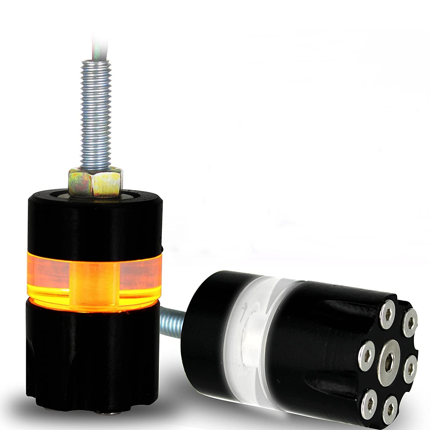 MIKANIX Bullet Handlebar Dual Color DRL/Turn Signal LED Indicator End Light Bar LED Grip Plug For Royal Enfield All Bikes