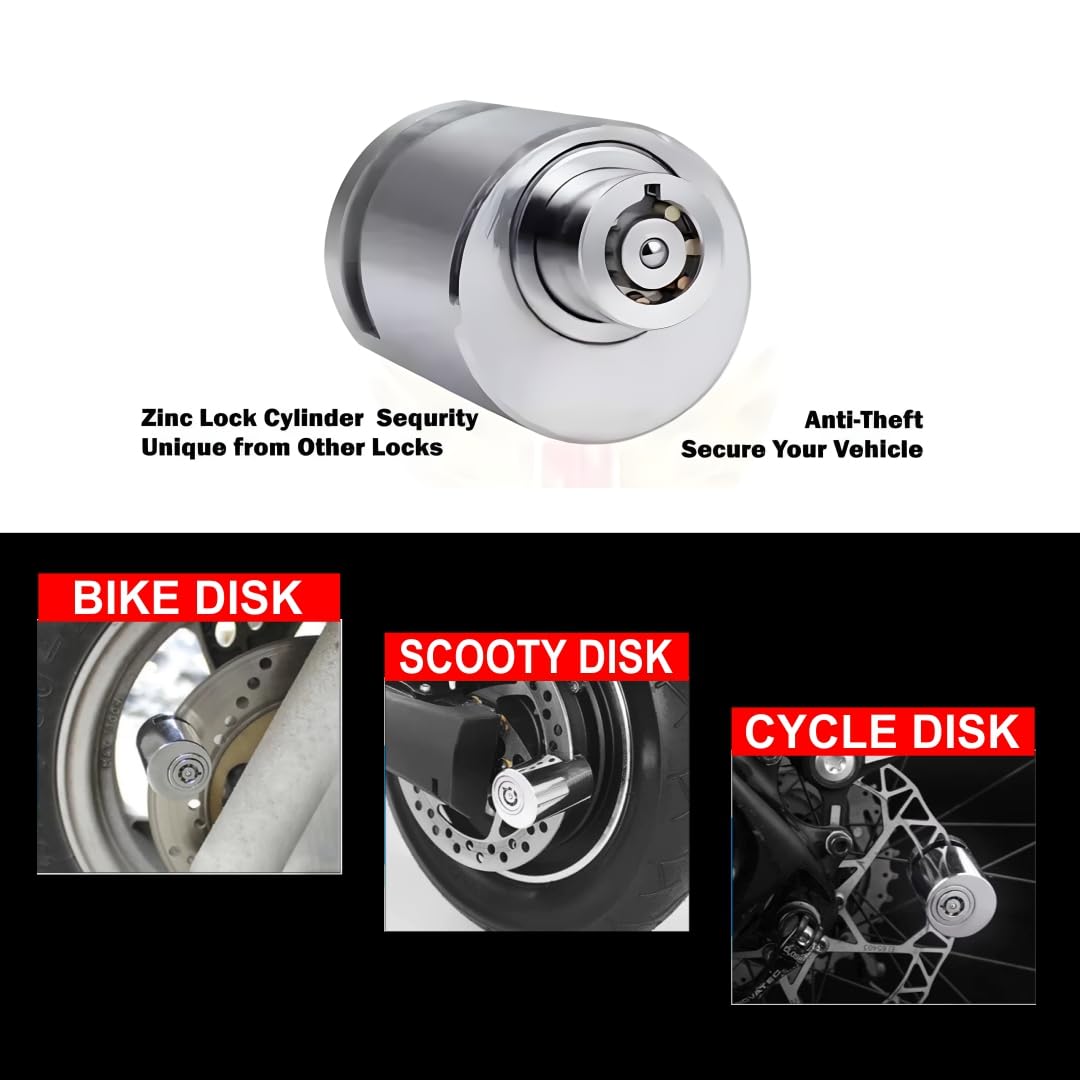 OBEROI'S TRADERS 1 Year Rusting Warranty Stainless Steel Heavy Duty Anti Theft Motorcycle Disc Brake Lock for All Bikes Security
