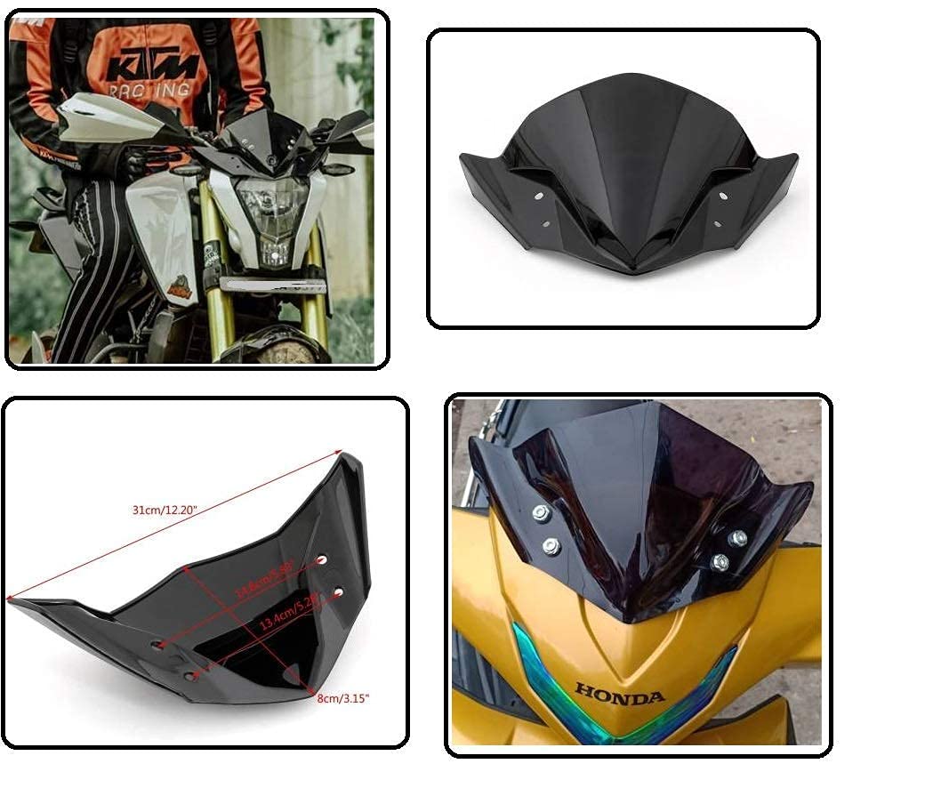 MIKANIX Universal Small Headlight Visor Glass Wind Deflector for All Scooty and Bike Windshield