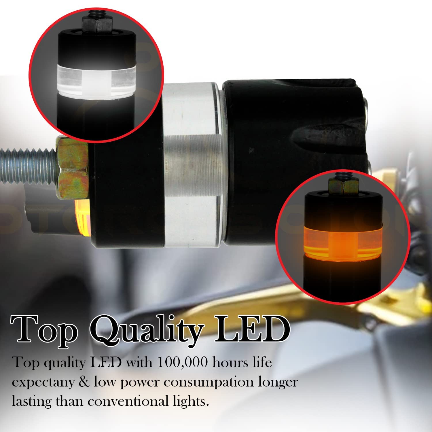 MIKANIX Bullet Handlebar Dual Color DRL/Turn Signal LED Indicator End Light Bar LED Grip Plug For Royal Enfield All Bikes