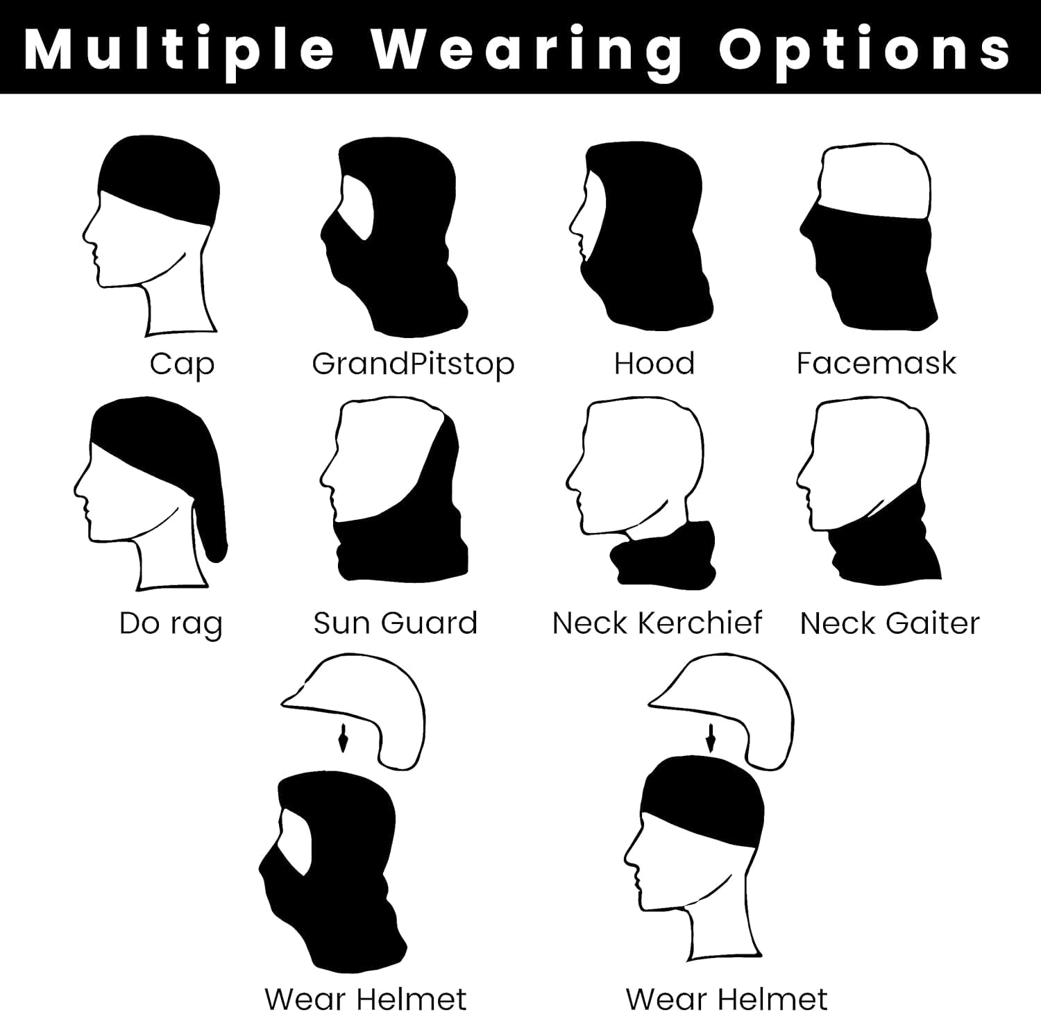 OBEROI'S TRADERS Combo Full Face Mask | Balaclava / Hand Protective Syntetic Arm Sleeve for Bikers Anti-Pollution Helmet Head Cap for Riders, Cyclists and Outdoor Workers to Protect Dust and UV Rays