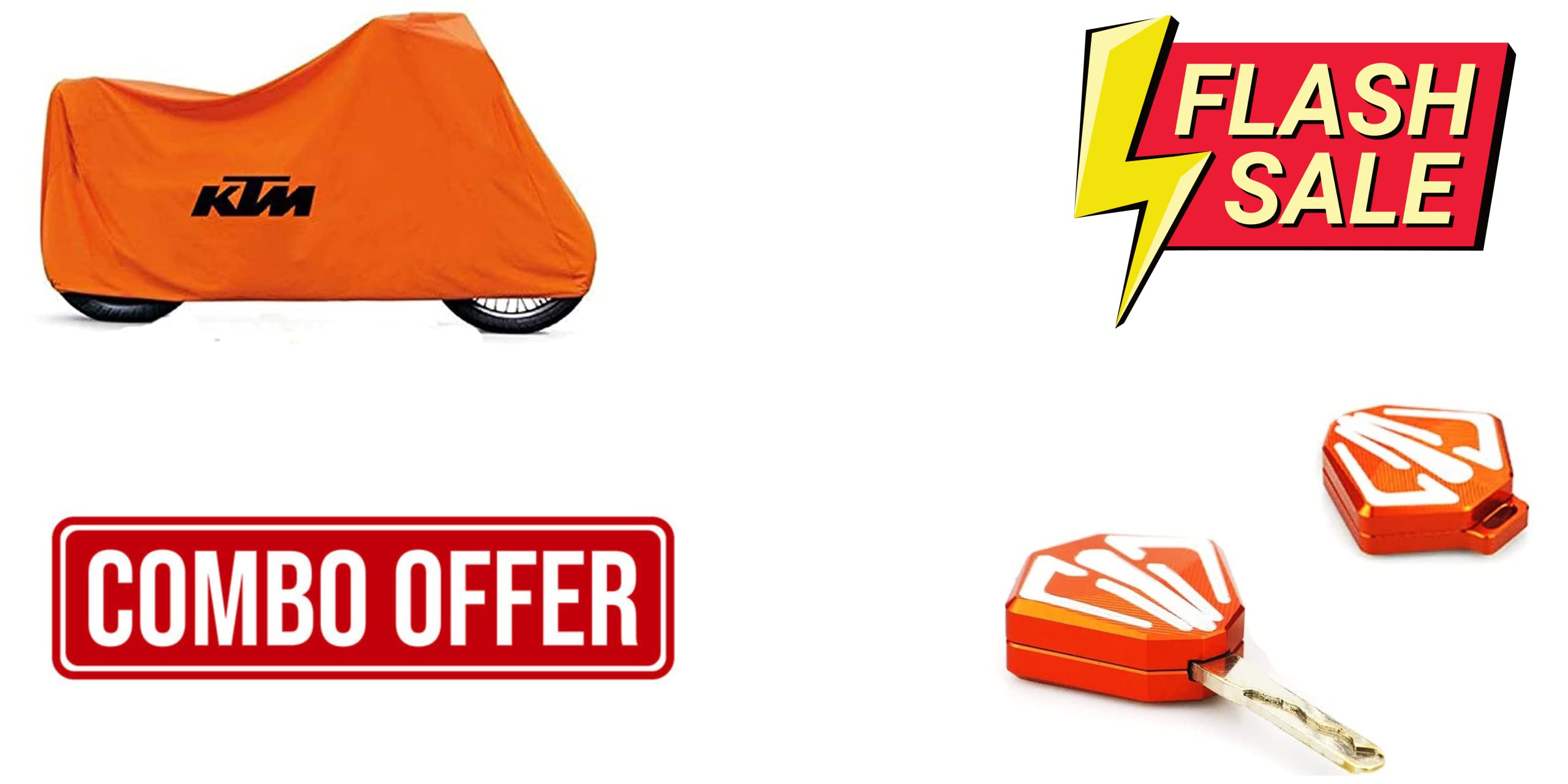 MIKANIX Waterproof & Dust Proof Two Wheeler Bike Body Cover with Key Protector Shell Cover for All KTM Bikes Accessories Combo