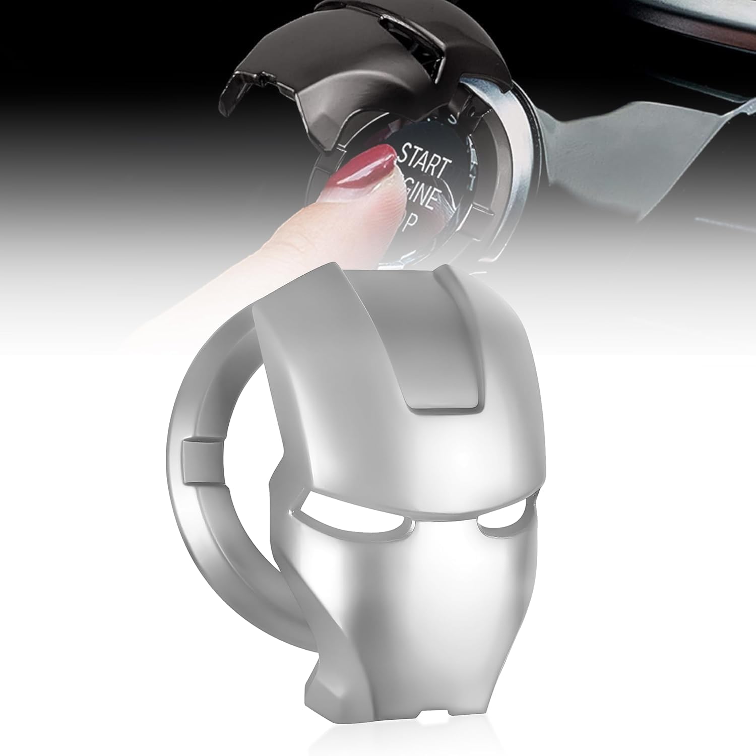 Car Engine Start Stop Button Iron Man Style Cover I ABS Material, Sticky Adhesive, Push Start Ignition Protective Cove, Decorative Auto Accessories Universal for All Cars