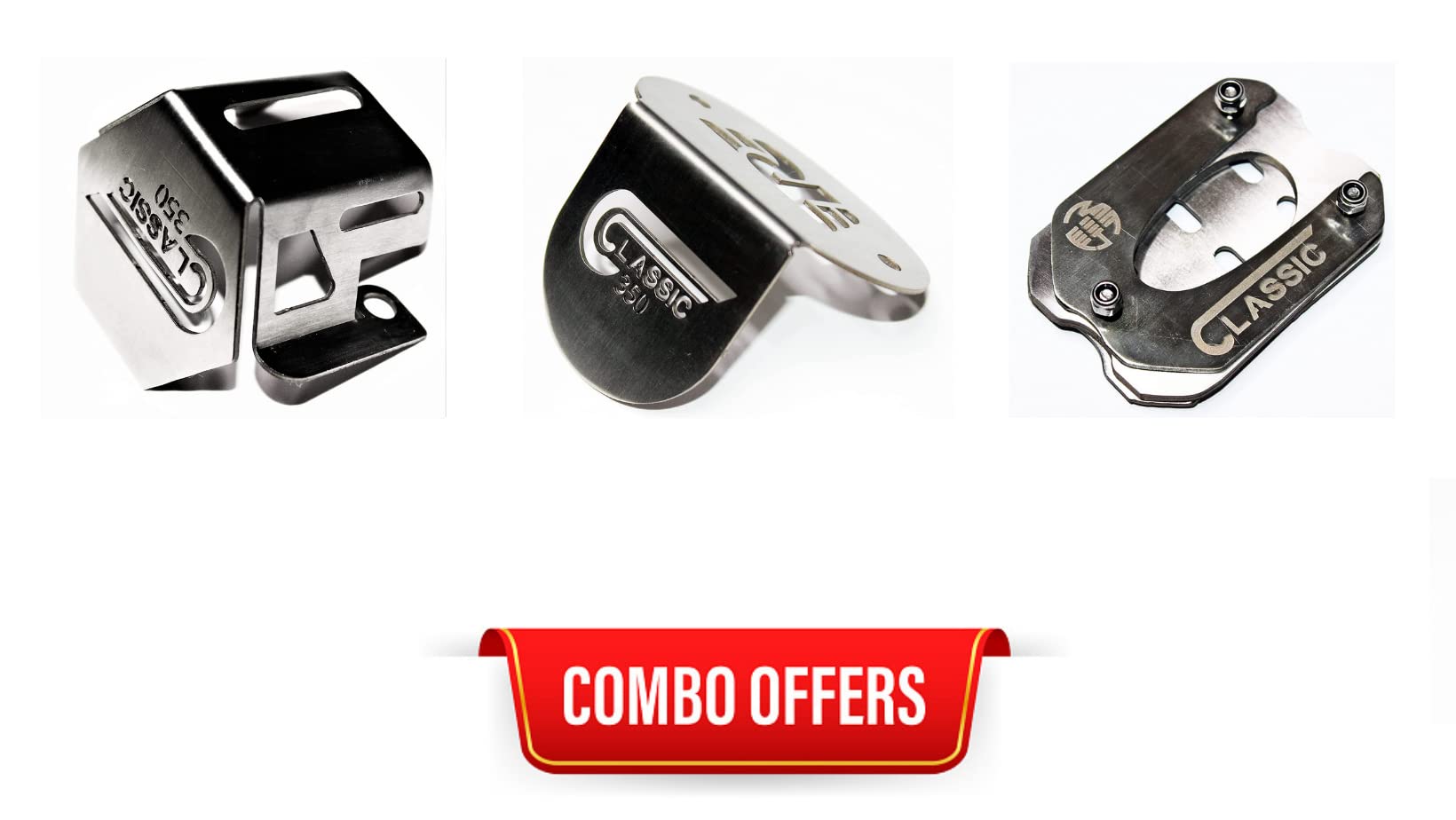 Classic Reborn 350 Front Oil Reservoir Cap, Side Stand Extender and Rear Brake Oil Container Guard Combo Accessories