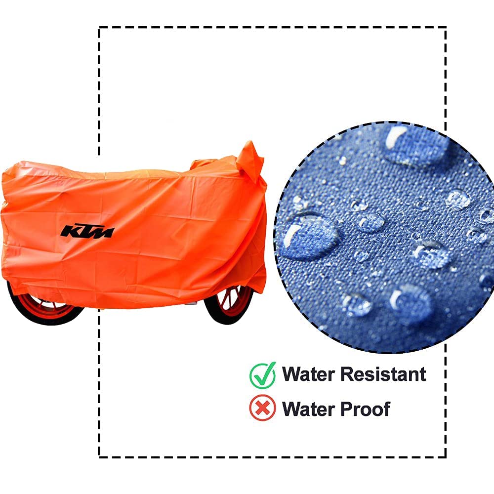 MIKANIX Waterproof & Dust Proof Two Wheeler Bike Body Cover with Mirror Pockets and Carry Bag for All KTM Bikes