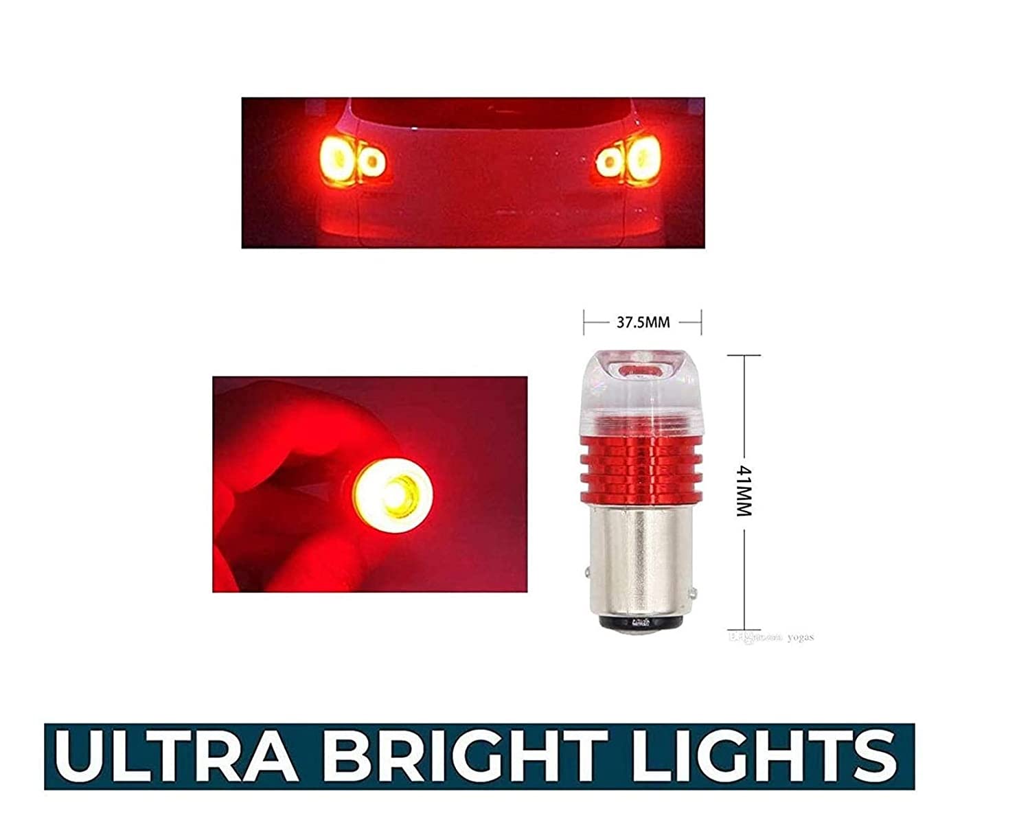 OBEROI'S TRADERS Universal Brake Light, Tail Light, Reversing Light, Parking LED Bulb, Back Light Indicator Bulb For Bike and Car (Pack of 2) | Silver and Red
