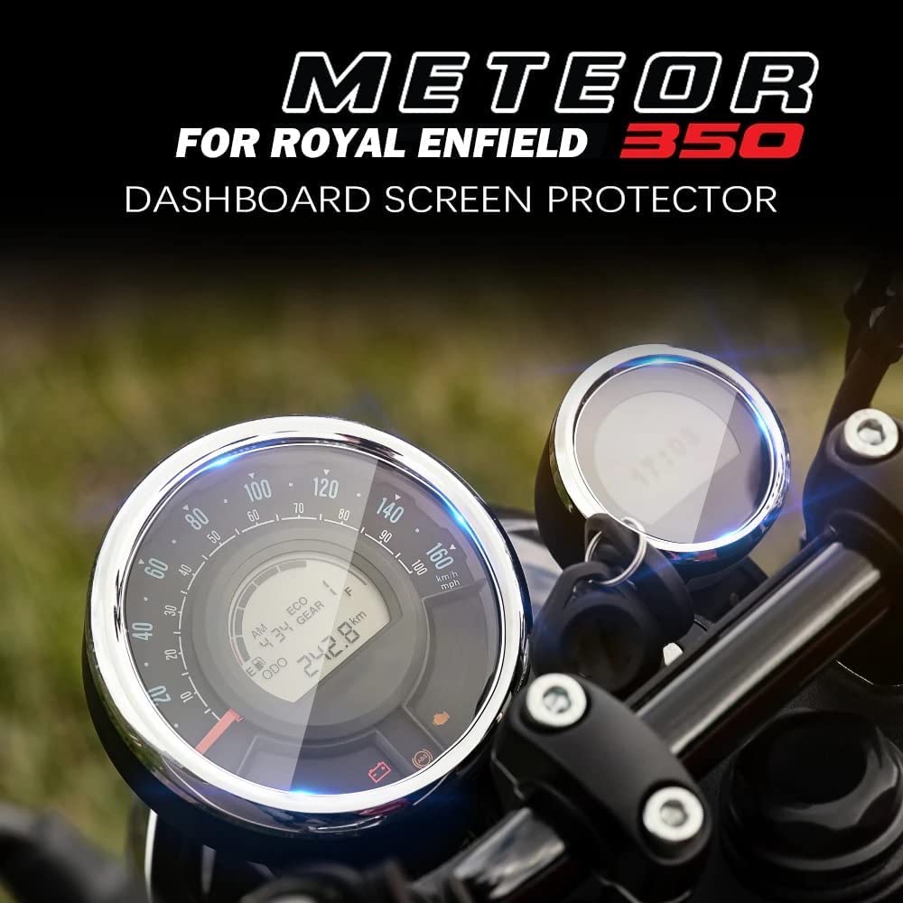 OBEROI'S TRADERS Bike Speedo Meter Display Screen Tempered Glass/Guard Anti Scratch Protector Compatible with Royal Enfield Meteor 350 / Scram 411 / Hunter 350