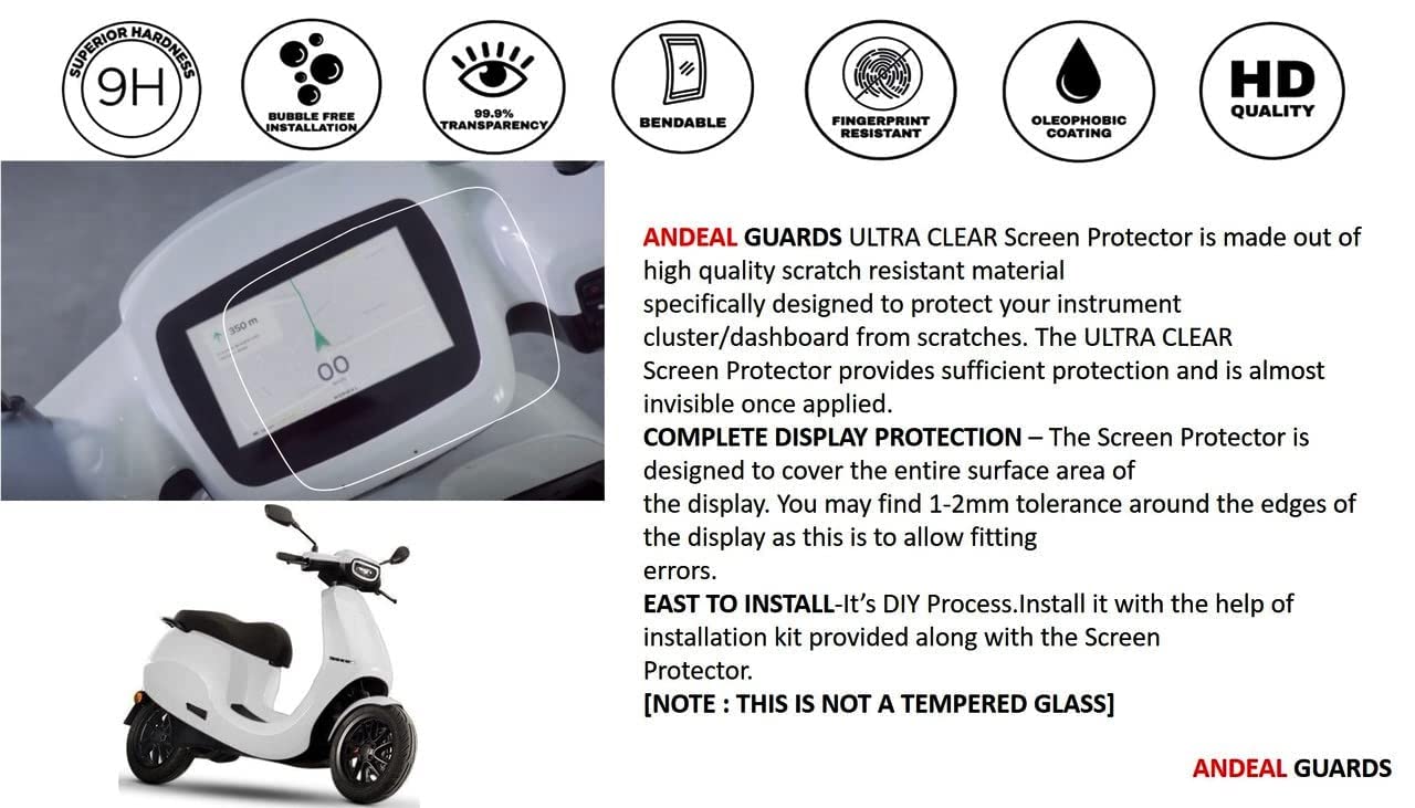MIKANIX OLA Scooter 9H Full Touch Screen Coverage Speedo Meter Display Screen Tempered Glass/Guard Anti Scratch Protector For Ola S1 / S1 Pro EV Scooter