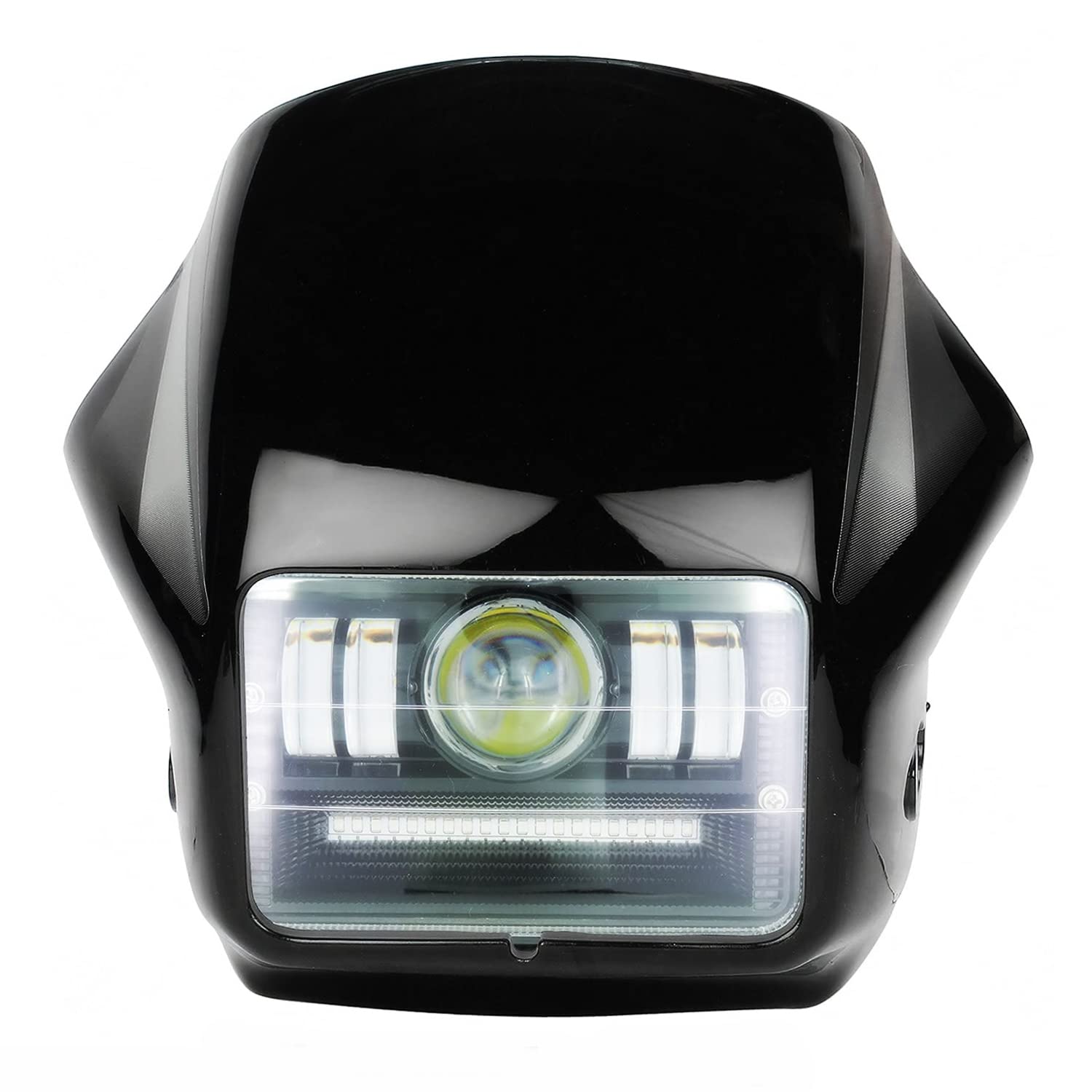 MIKANIX Splendor Police LED Headlight Projector Bulb High/Low Beam with 3 Mode Red/Blue & White Flashing Light