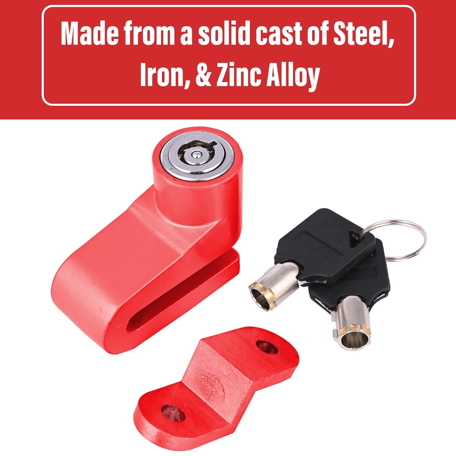 MIKANIX Stainless Steel Heavy Duty Anti Theft Motorcycle Disc Brake Lock Universal for Bikes and Scooty Security