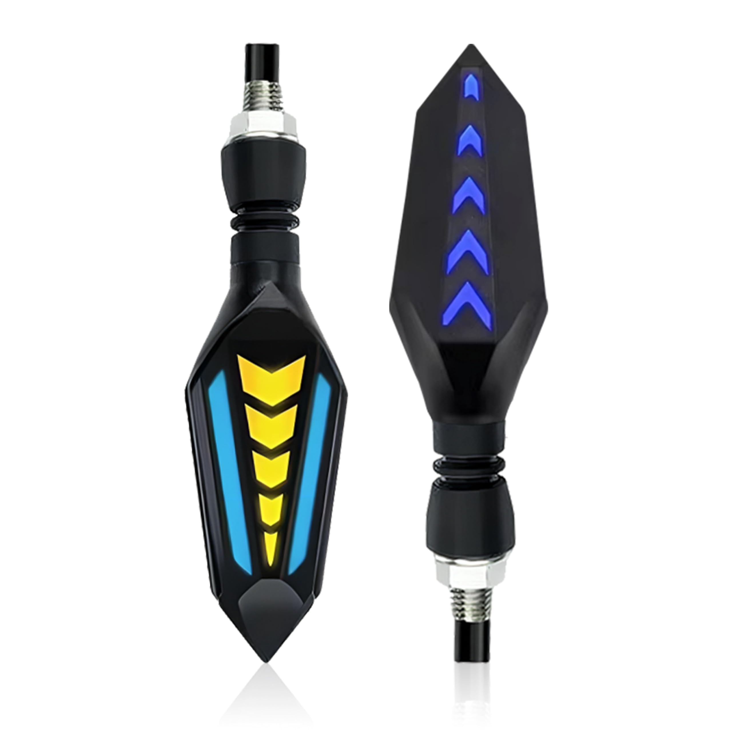 MIKANIX Universal Yellow/Blue LED Running Light DRL Bike Turn Signal Indicator Lamp Universal for Motorbikes