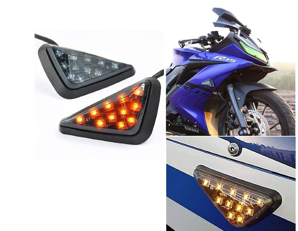 MIKANIX Universal Smoke Triangle Flush Mount LED Turn Signals Blinker/Indicator For All Bikes