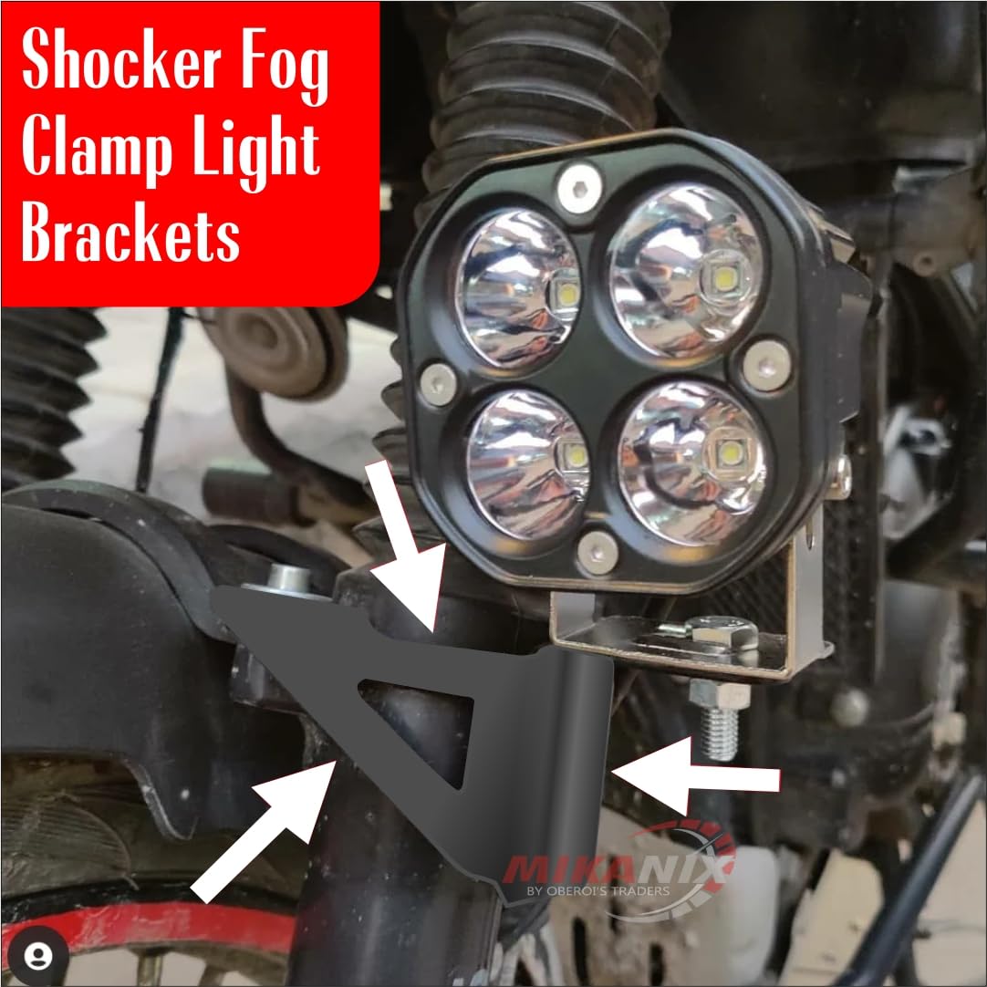 Mikanix Shocker Fog Light Clamp LED Bar Clamp Mount Holder Bracket Kit for Himalayan, Interceptor & Continental GT