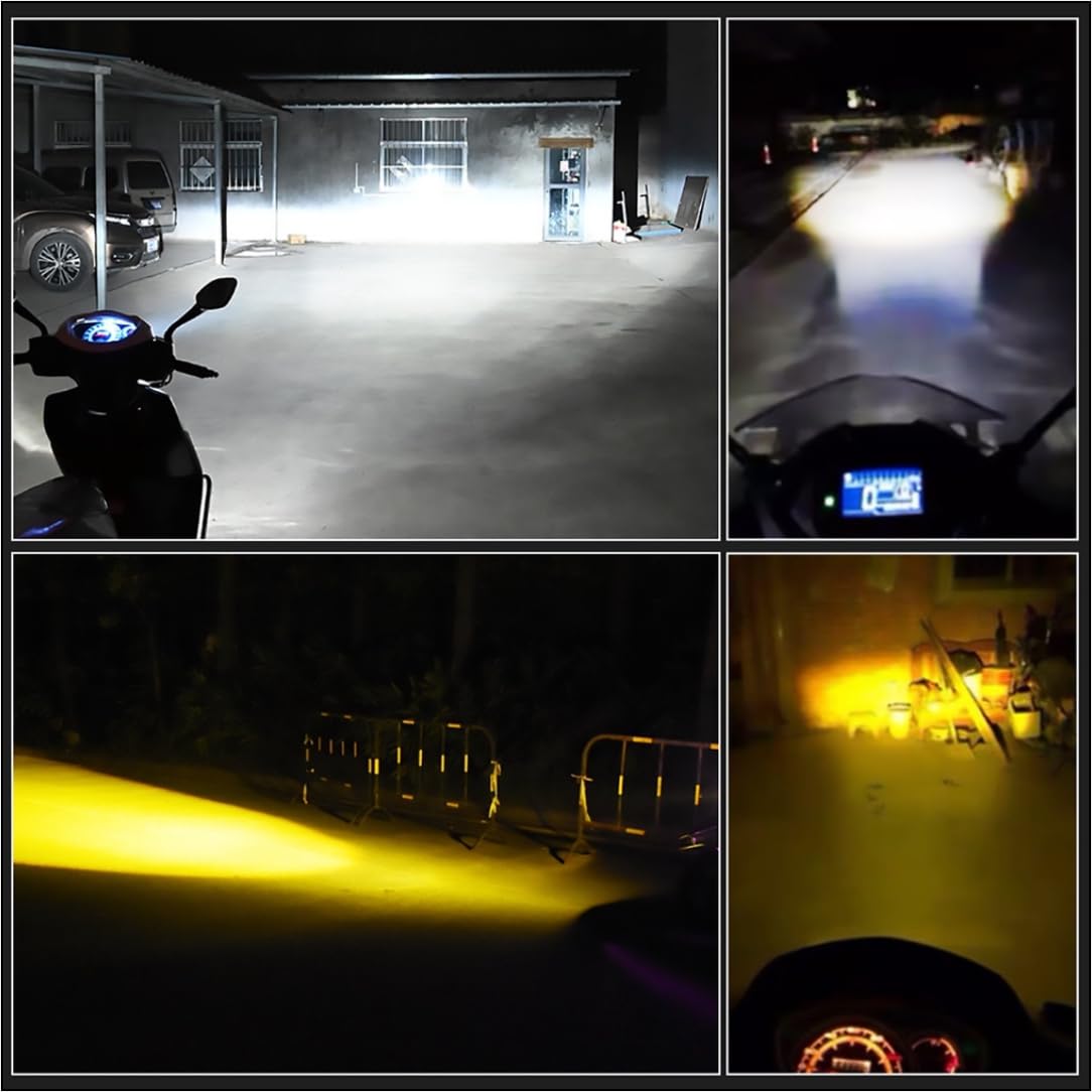 MIKANIX Super Bright H4 Fitting CYT Led Headlight Lens Projector Bulb | White and Yellow | High and Low Beam | With Cooling Fan For All Bikes, ATV and Scooters
