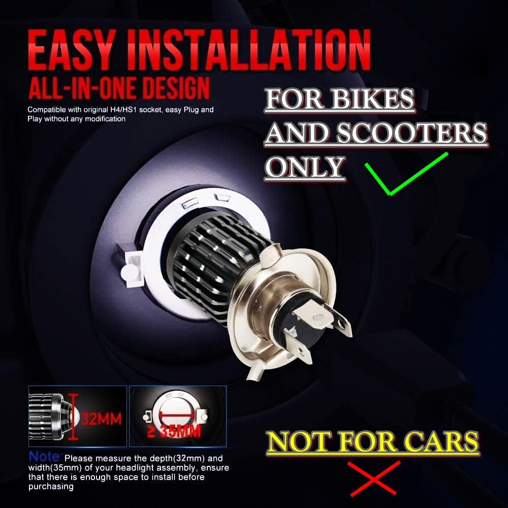 MIKANIX H4 LED Headlight Fog Lamp Projector Lens Universal for Bikes Fog Light, Dash Light Motorbike, Xenon