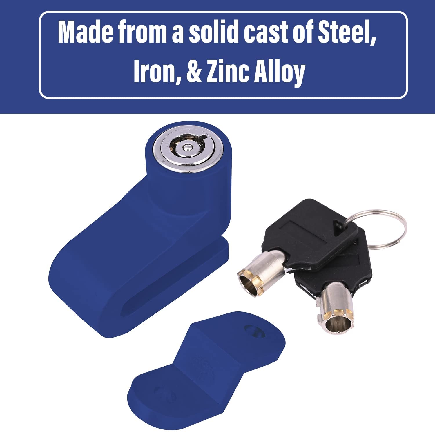 MIKANIX Stainless Steel Heavy Duty Anti Theft Motorcycle Disc Brake Lock for All Bikes and Scooty Security (Blue)