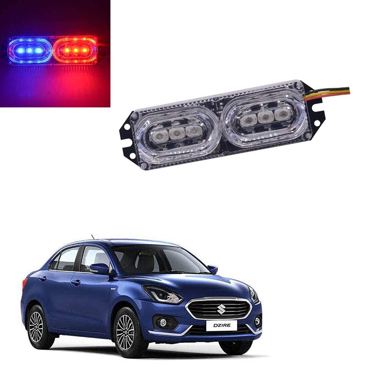 MIKANIX Police LED Light Red/Blue Flasher/Blinker Strobe Bar Emergency Light for Bikes & Car Interior Light, License Plate Light, Tail Light Motorbike, Car, Van LED