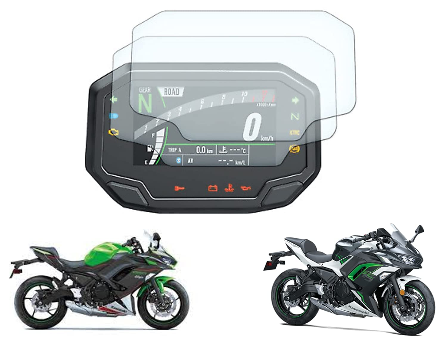MIKANIX Bike Speedo Meter Display Screen Tempered Glass/Guard Anti Scratch Protector Compatible for Ninja 650 / Ninja 1000SX / Z650 / Z900 / H2