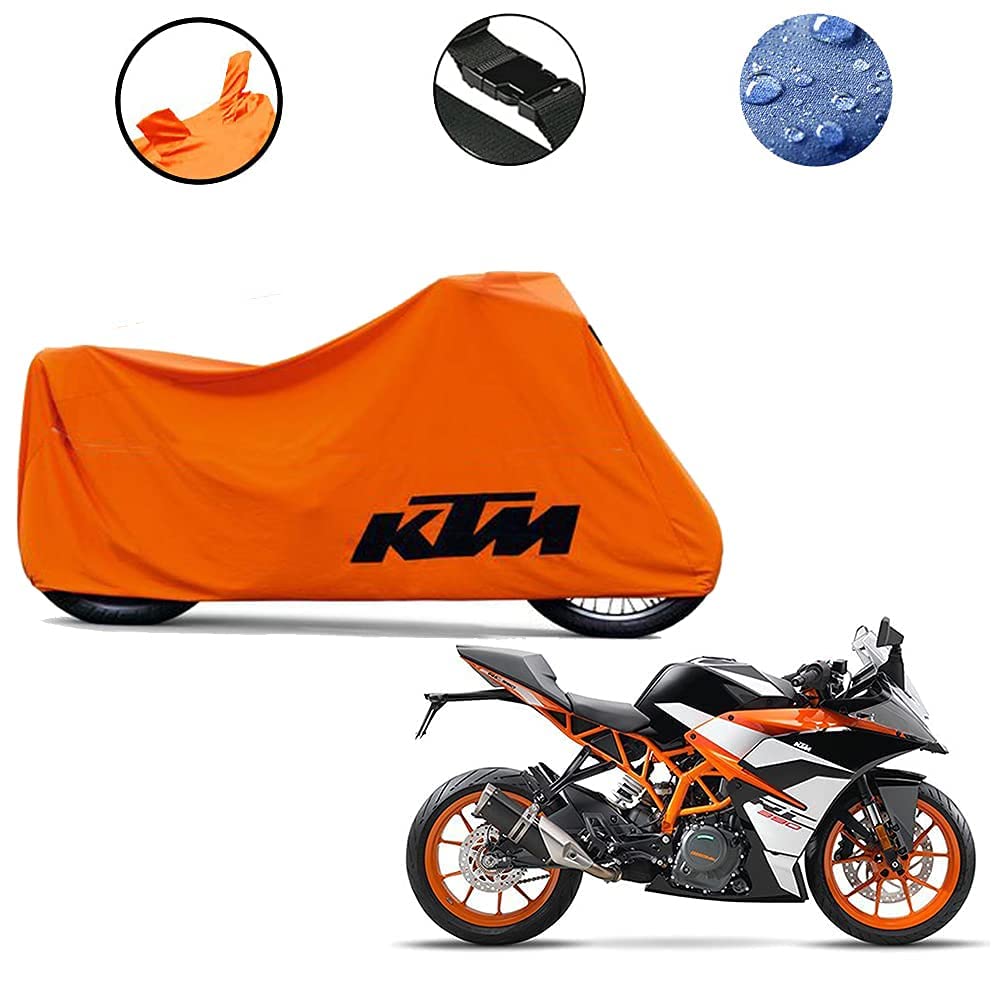 MIKANIX Waterproof & Dust Proof Two Wheeler Bike Body Cover with Mirror Pockets and Carry Bag for All KTM Bikes