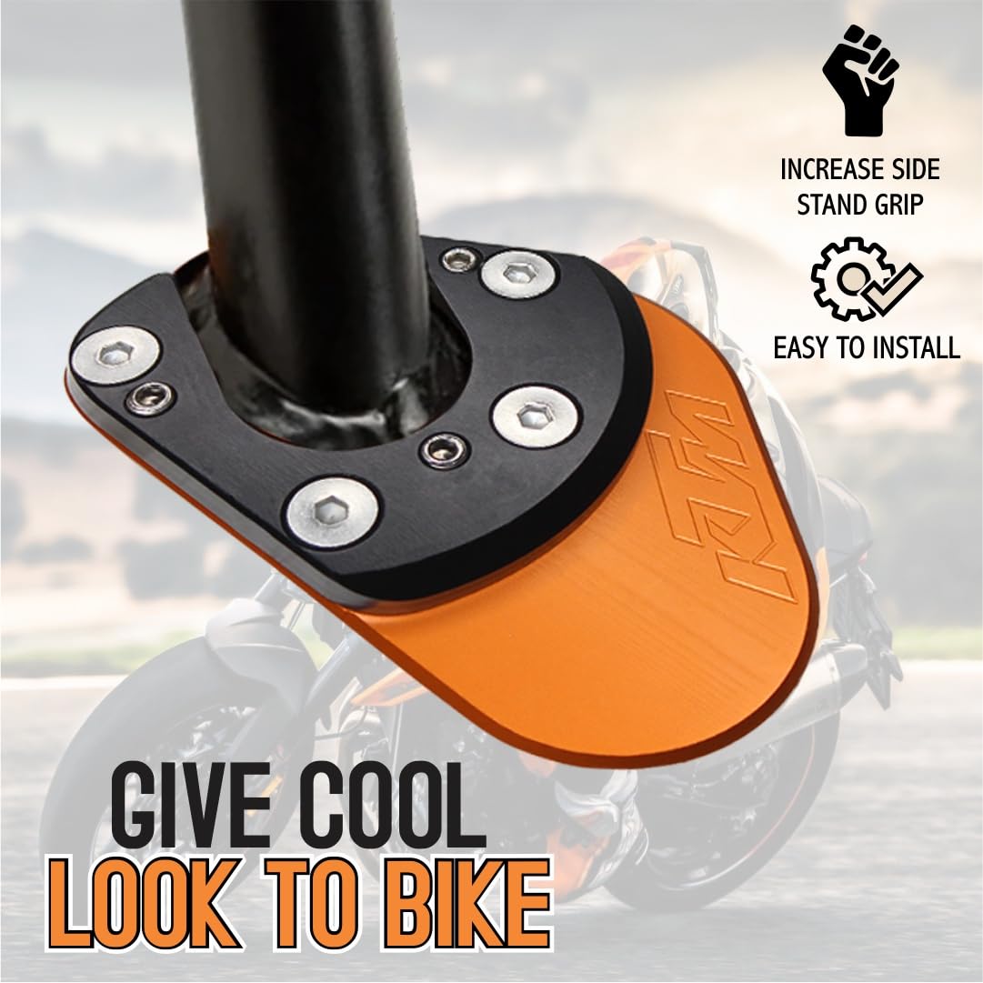 OBEROI'S TRADERS Premium CNC Side Stand Extender/Stand Pad/Holder Compatible with KTM Duke and KTM RC All Models