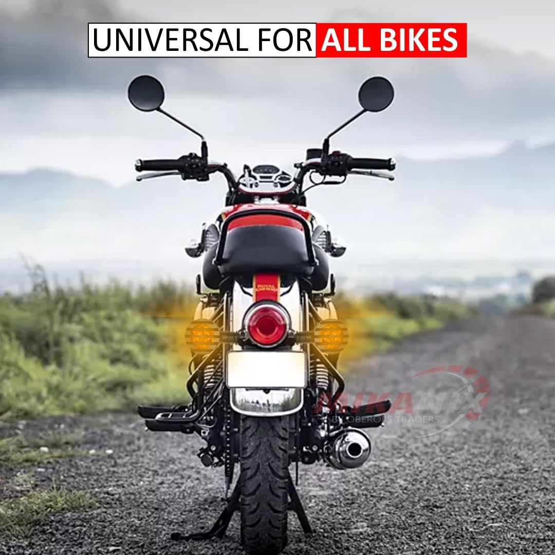 MIKANIX Universal For Bikes Double Sided Blinker Front, Rear Turn Signal Indicator Light Bulb With Jali/Grill Cover