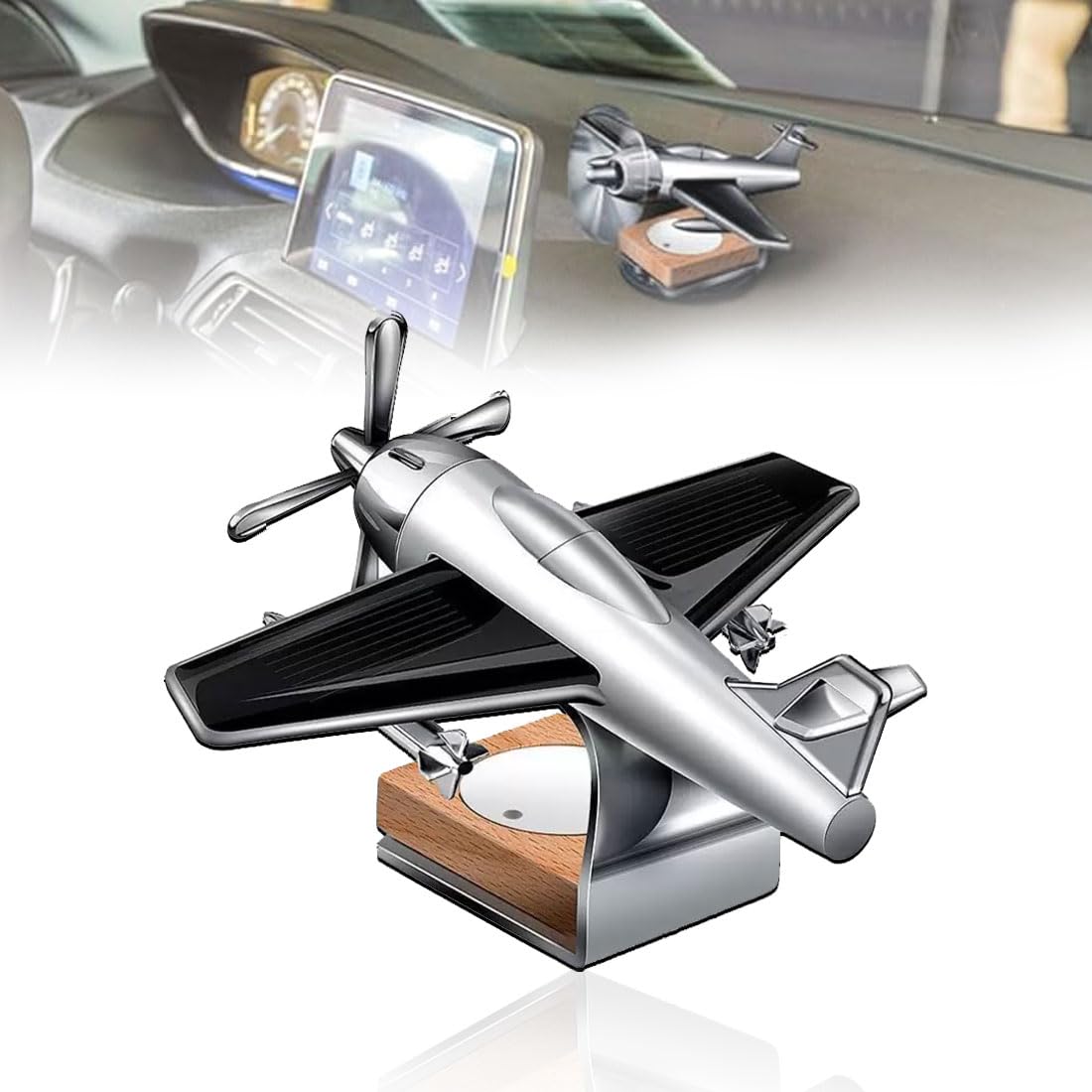 OBEROI'S TRADERS Traders Solar Energy Rotating Car Dashboard Air Freshener/Perfume Diffuser/Dispenser | Glider Design, Auto Rotation Fan With Perfume Liquid Car Interior & Home Air Freshener, 1 Count