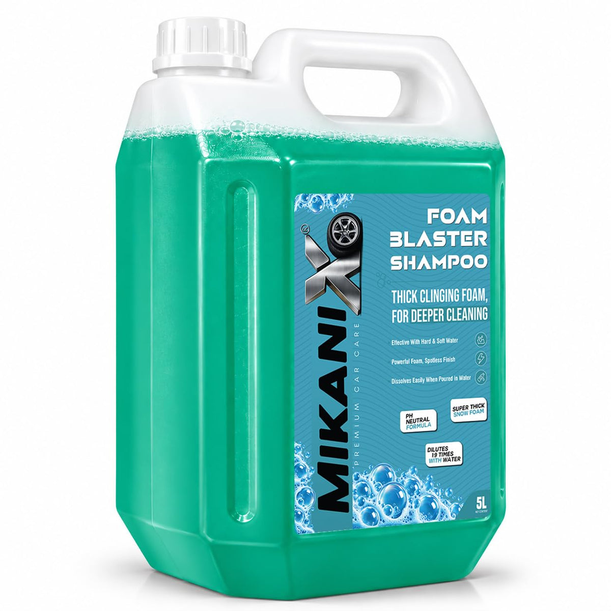 MIKANIX Car Wash Foam Blaster Concentrated Shampoo with Ceramic Shine | High Foam Car Wash Liquid for Cars & Bikes | Car Cleaning Shampoo ( 5 LTR )