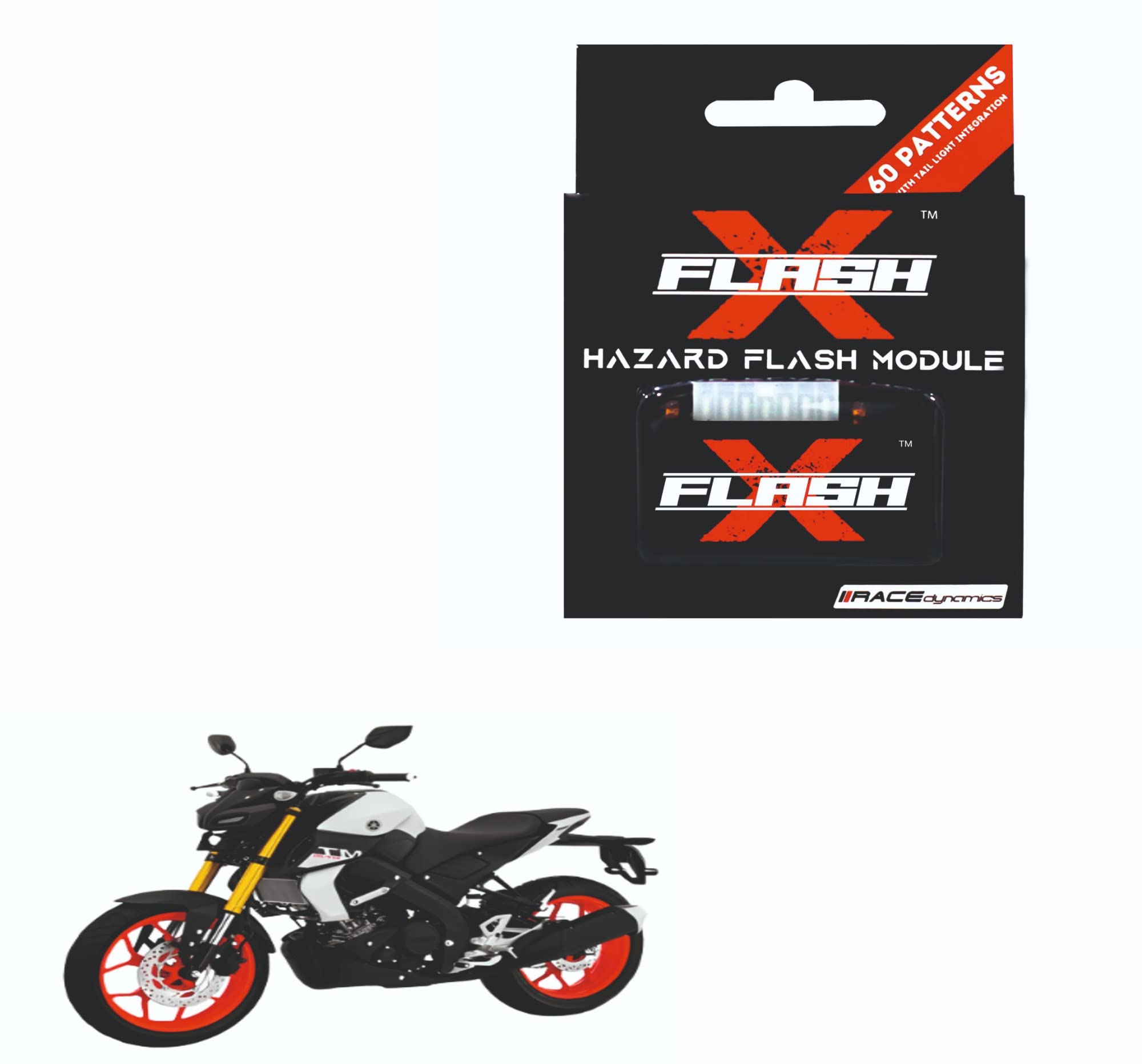 MIKANIX Front, Rear Blinker/Flasher Indicator Flash X Hazard Module with 60 Patterns Compatible with Yamaha MT 15