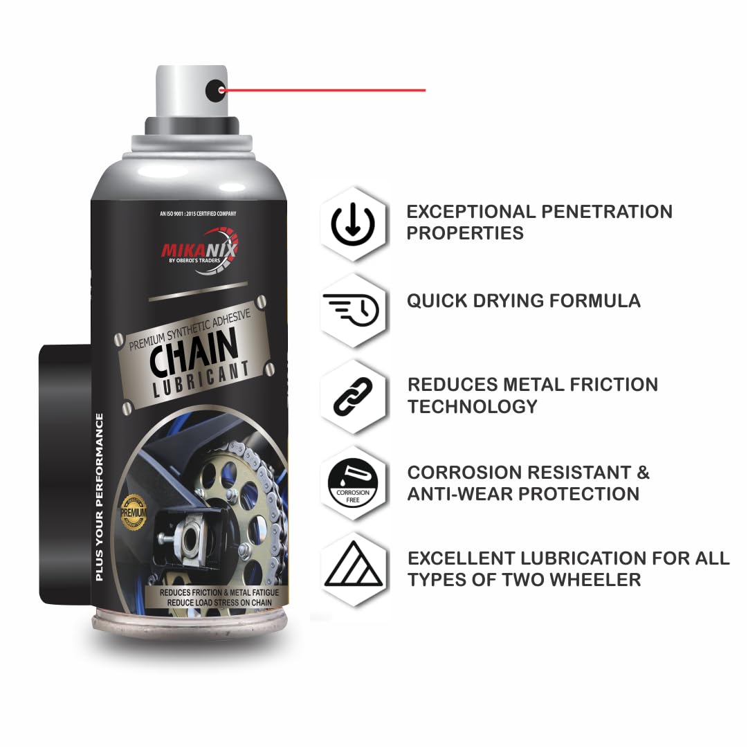 OBEROI'S TRADERS Combo Of Chain Cleaner + Chain Lube + Car & Bike Shiner Spray | Cleaning Brush | Cleans | Shines & Protects Chain Oil
