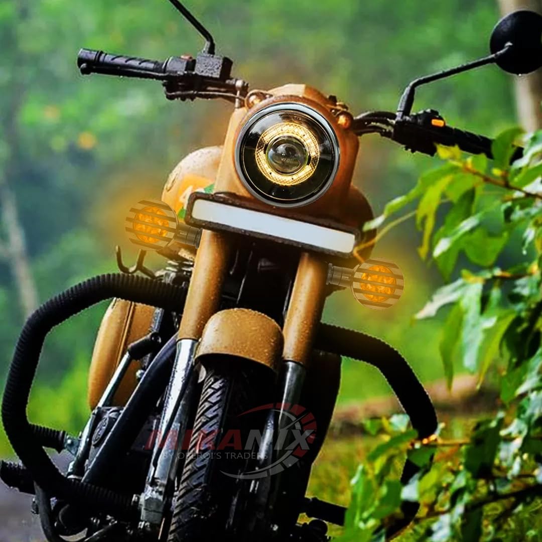 MIKANIX Universal For Bikes Double Sided Blinker Front, Rear Turn Signal Indicator Light Bulb With Jali/Grill Cover