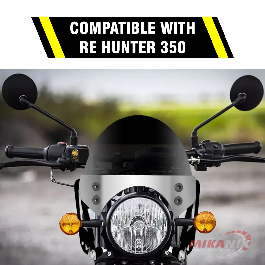 MIKANIX Hunter 350 Visor Glass | Unbreakable Headlight Bolt Visor | Windshield Protector| Wind Deflector for Bike Styling Fairing Kit