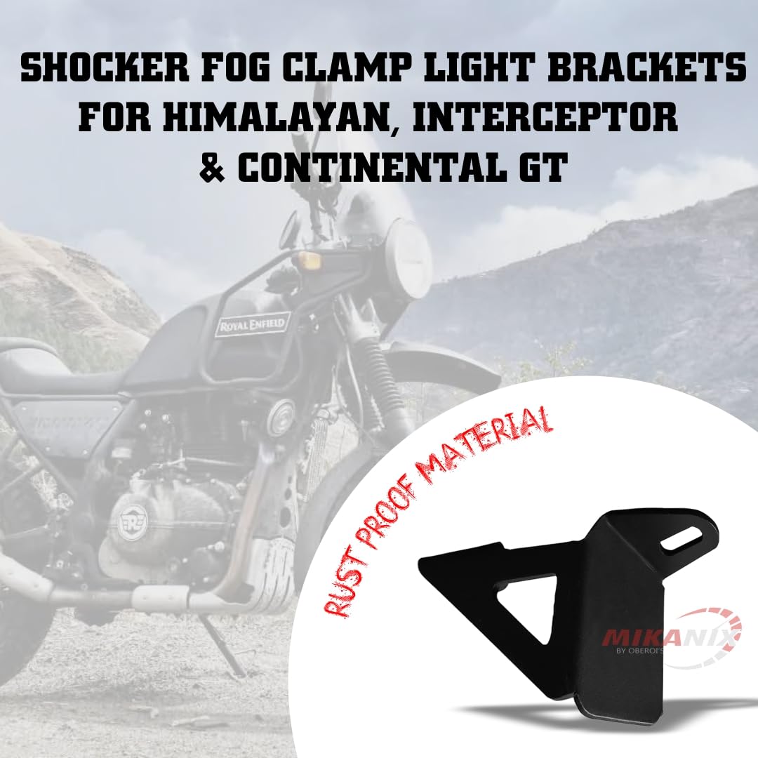 Mikanix Shocker Fog Light Clamp LED Bar Clamp Mount Holder Bracket Kit for Himalayan, Interceptor & Continental GT