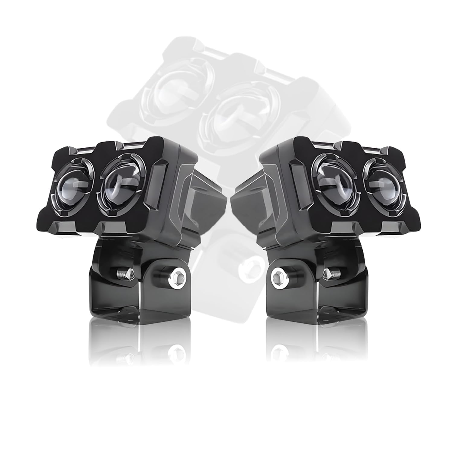 MIKANIX Super Bright LED Fog Light Lens Projector With HD Lens Dual Color White | Yellow With High & Low Beam For All Motorbike, Scooty & ATVs