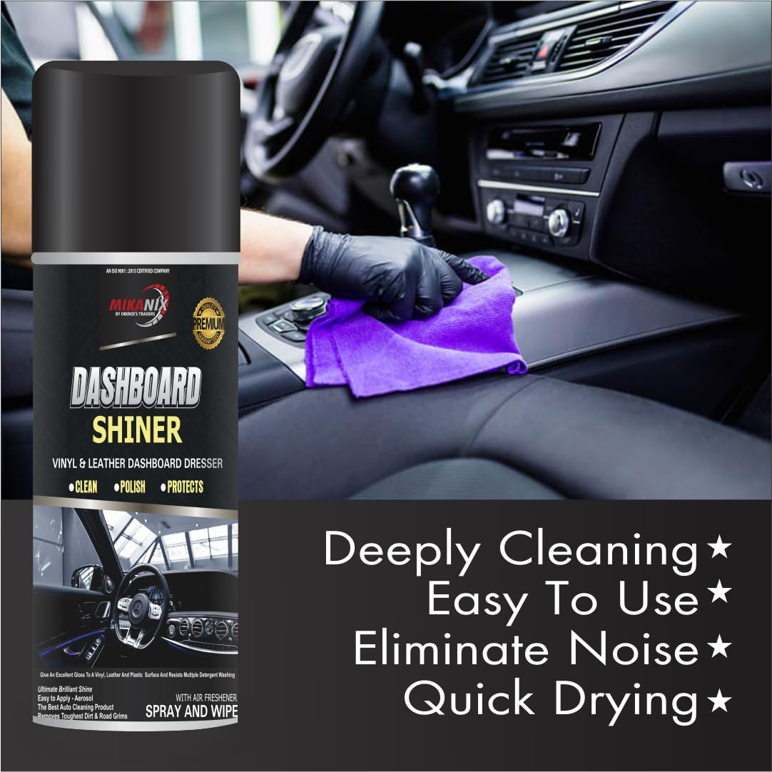 OBEROI'S TRADERS Car Dashboard Polish | Spray Shiner | Protects and Shines Interiors of Cars and Motorcycle | Instant Shine | Suitable for Fibre | Metal | Leather | Plastic Surfaces