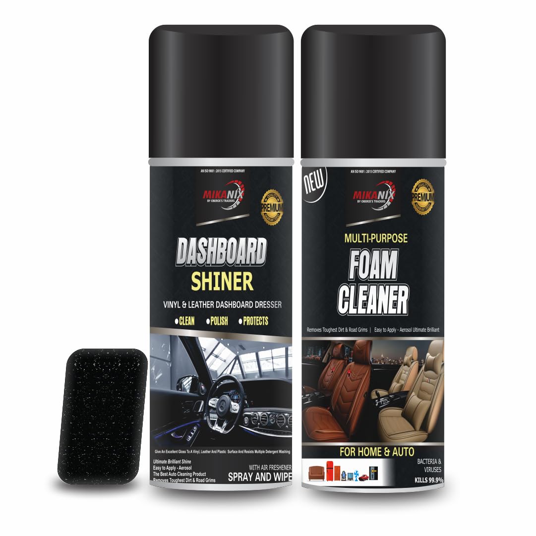 OBEROI'S TRADERS Multipurpose Foaming Car Interior & Exterior Foam Cleaner Spray + Dashboard Shiner | Home Appliances | Leather | Vehicle Interior Cleaner
