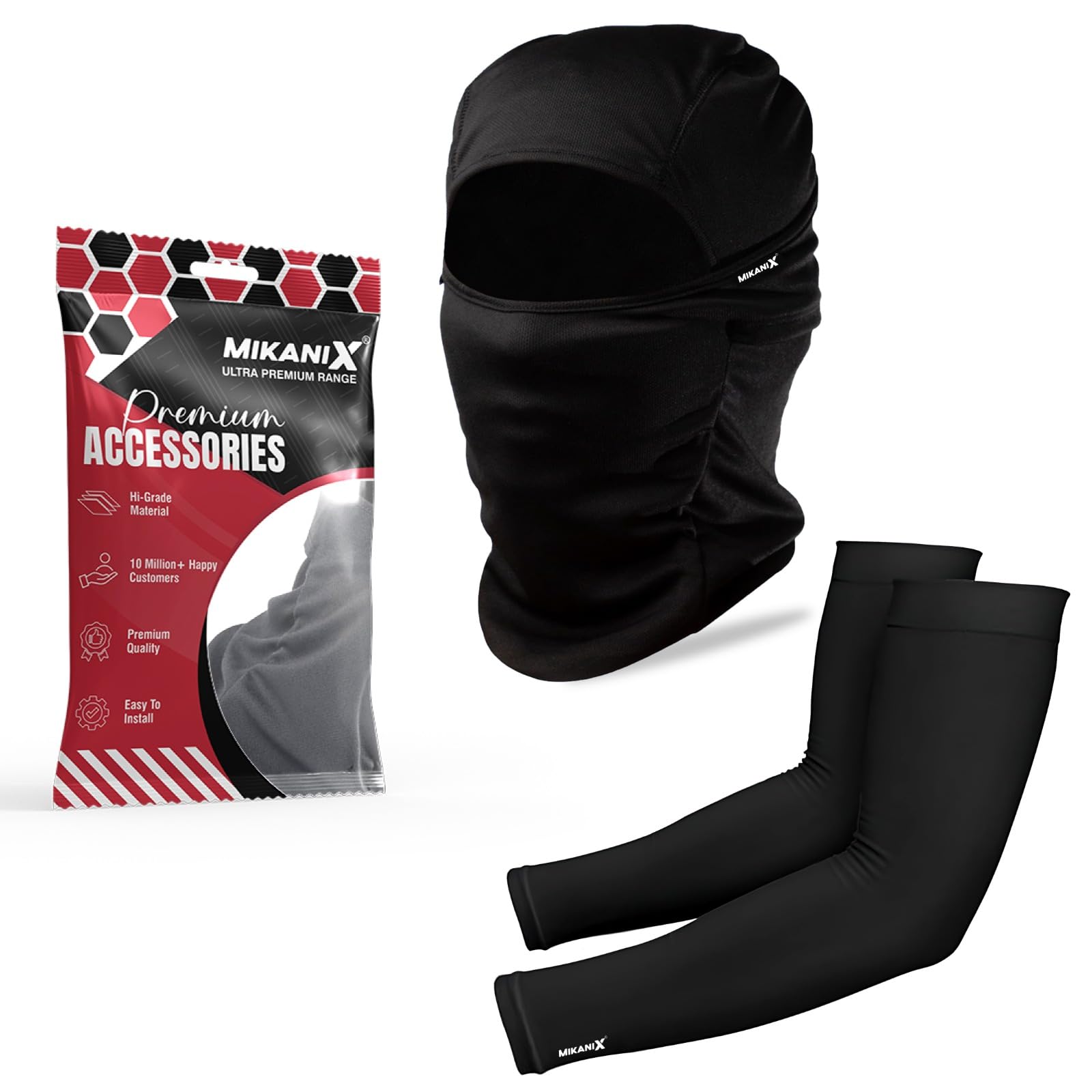 OBEROI'S TRADERS Combo Full Face Mask | Balaclava / Hand Protective Syntetic Arm Sleeve for Bikers Anti-Pollution Helmet Head Cap for Riders, Cyclists and Outdoor Workers to Protect Dust and UV Rays