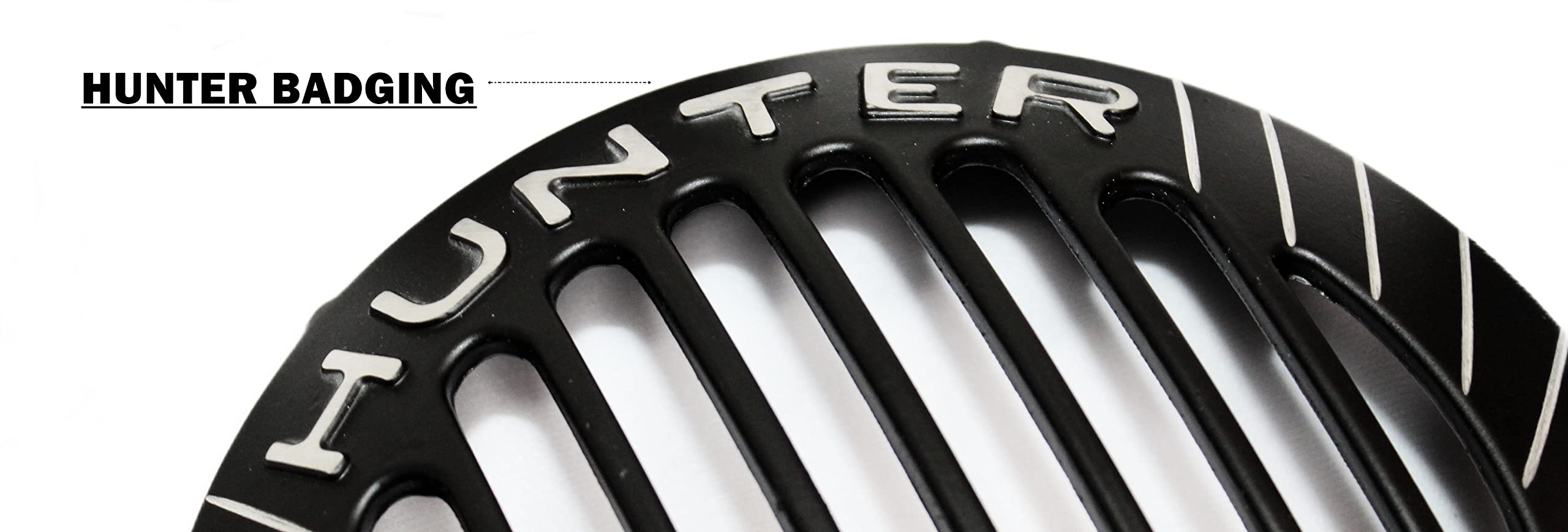 MIKANIX Hunter 350 Bike LED Cnc Metal Front Rear Fancy Headlight Grill/Jali Cover Set With Tail Lamp, Indicator Cup Compatible For Royal Enfield Hunter 350