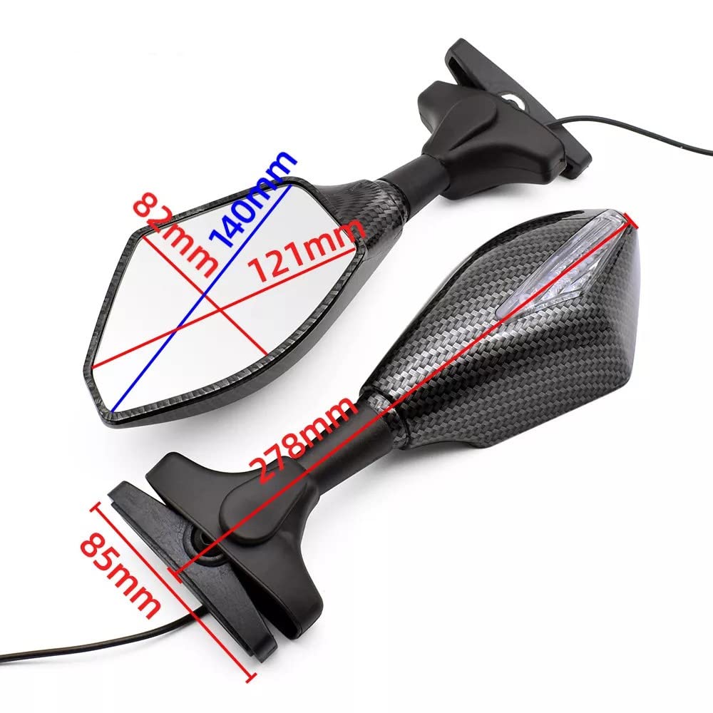 MIKANIX R15 V3 Dual Side LED Light Turn Signal Carbon Mirror With 360° Adjustable Handlebar Rear View Mirror