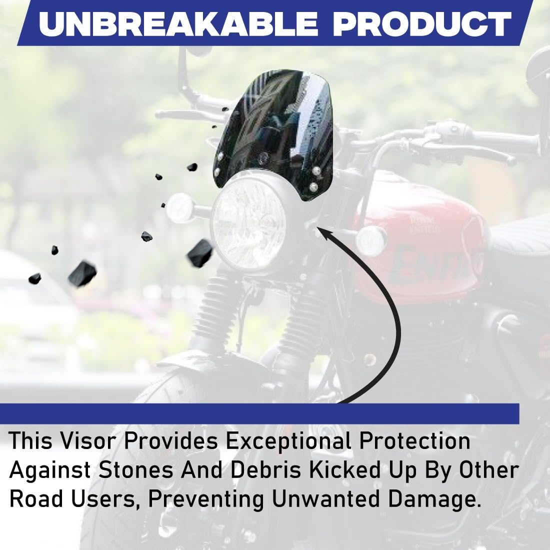 MIKANIX Hunter 350 Visor Glass | Unbreakable Headlight Bolt Visor | Windshield Protector| Wind Deflector for Bike Styling Fairing Kit