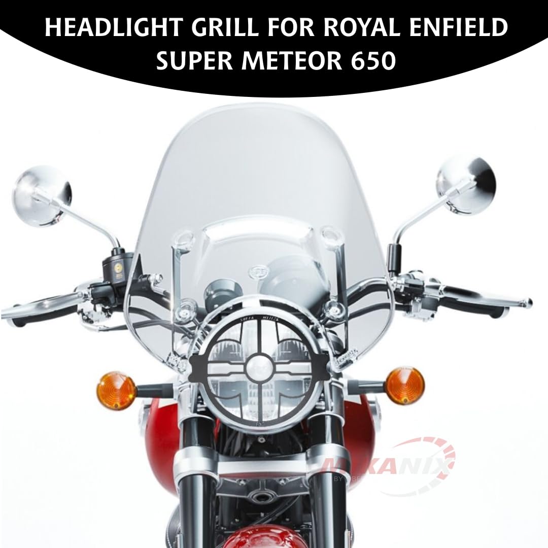 MIKANIX Super Meteor 650 Bike Front Headlight Grill | Jali Cover Compatible with Royal Enfield Super Meteor 650