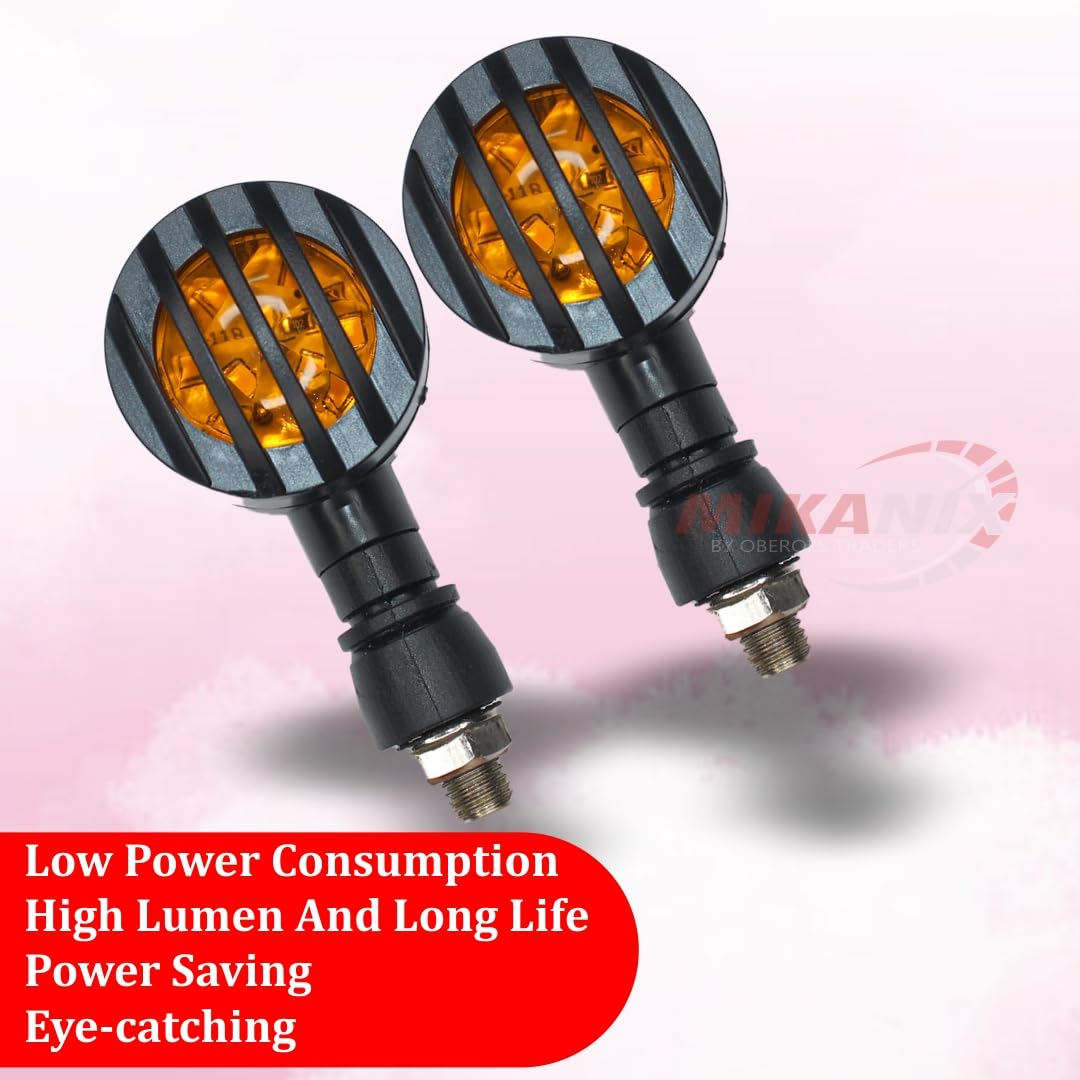 MIKANIX Universal For Bikes Double Sided Blinker Front, Rear Turn Signal Indicator Light Bulb With Jali/Grill Cover