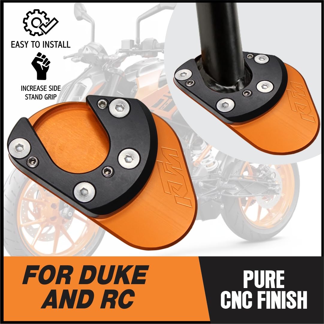 OBEROI'S TRADERS Premium CNC Side Stand Extender/Stand Pad/Holder Compatible with KTM Duke and KTM RC All Models