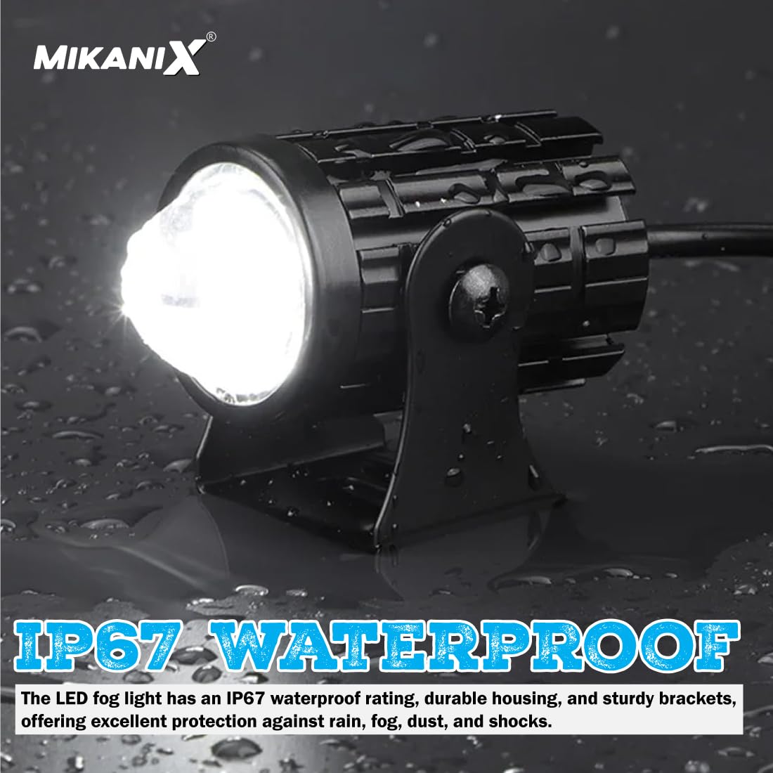 MIKANIX Super Bright Led Fog Light Lamp | White & Yellow | High/Low Beam | 4 Modes of Flashing Spotlight with On-Off Switch Universal for All Bikes