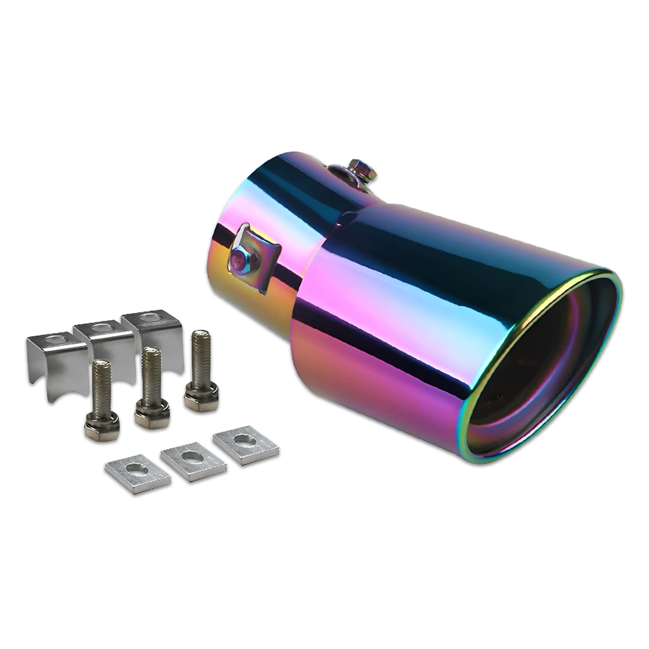 Mikanix Stainless Steel Burnt-Look Oval Exhaust Tip Universal Muffler Silencer End Pipe with Fitting Kit, Anti-Rust Car Tail Pipe