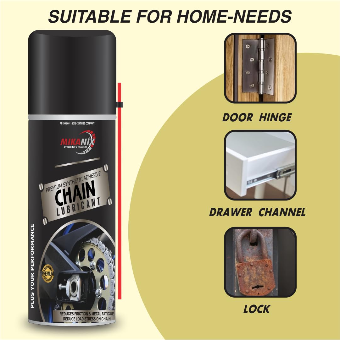 OBEROI'S TRADERS Combo Of Chain Cleaner + Chain Lube + Car & Bike Shiner Spray | Cleaning Brush | Cleans | Shines & Protects Chain Oil