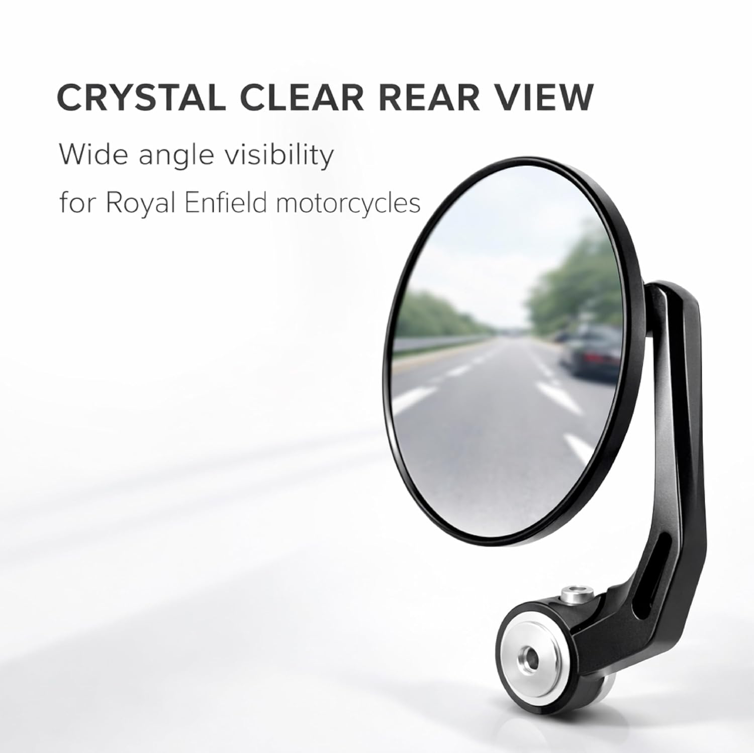 MIKANIX Universal Premium Motorcycle Bar End Mirrors | Handlebar End Rear View Side Mirrors with Round Wide Angle Glass | CNC Aluminum | Black (Pair) | Compatible with All RE Bikes