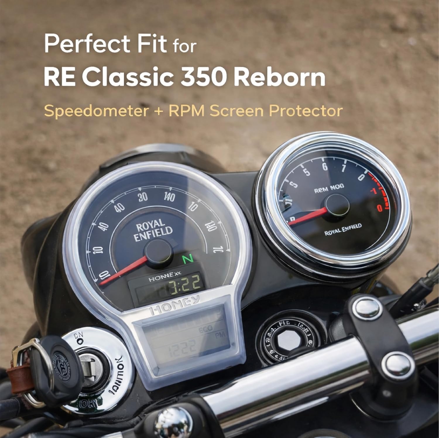 MIKANIX Speedometer & RPM Meter Glass Protector Compatible with RE Classic Reborn 350 | Ultra Clear Transparent Monsoon Cap | Scratch & Impact Resistant Cover