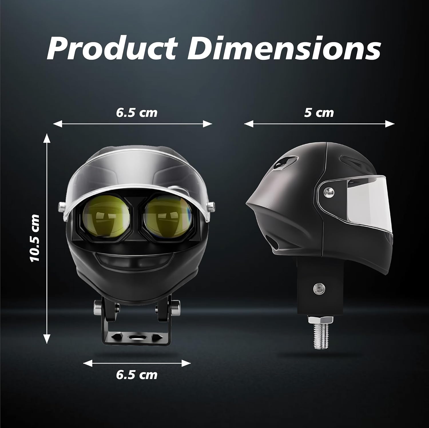 MIKANIX Universal Motorcycle LED Fog Light Helmet Design | Dual Color White & Yellow | High/Low Beam | Waterproof Auxiliary Lamp for Bike & Scooter (Pack of 2)