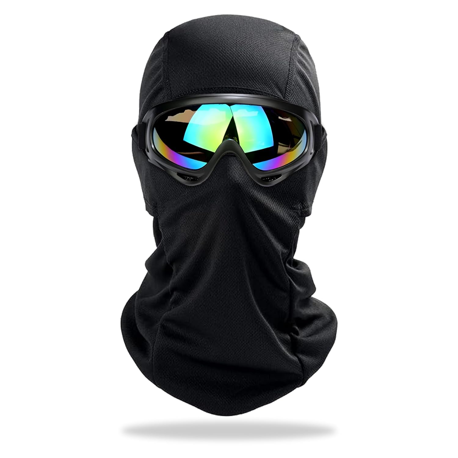 BRXR Full Face Motorcycle Balaclava with UV-Protective Goggles I Windproof, Dustproof, Breathable Mask for Biking, Riding, Skiing & Outdoor Adventures (Multi) Multicolour