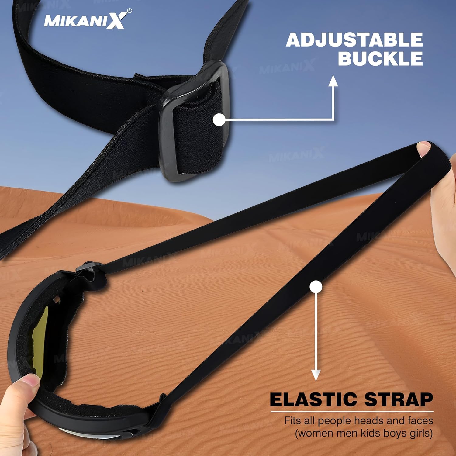 Mikanix Motorcycle Helmet Goggles | Anti-UV, Windproof Bike Riding Glasses | Dirt Bike, ATV, Cruiser, Outdoor Sports Eyewear for Men & Women